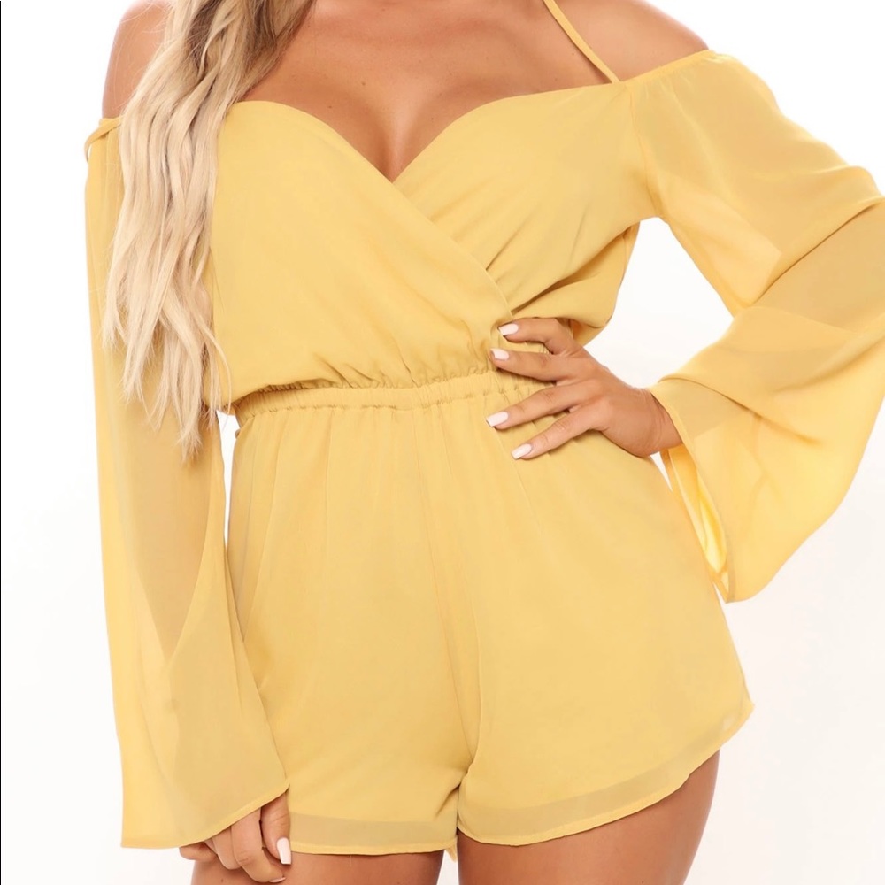 Fashion nova daisy yellow romper